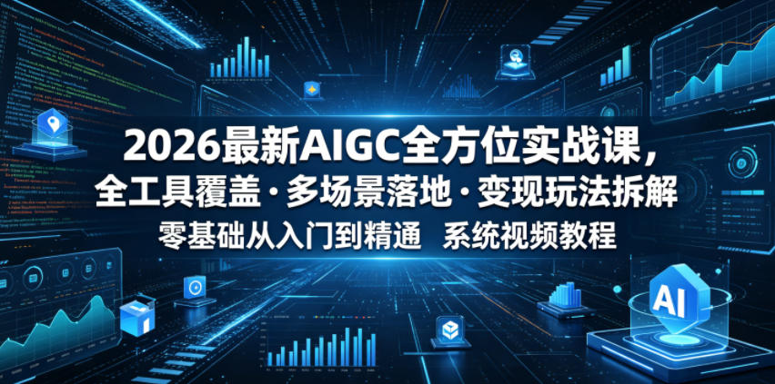 2026最新AIGC全方位实战课,全工具覆盖・多场景落地・变现玩法拆解,零基础从入门到精通系统视频教程-青禾学社