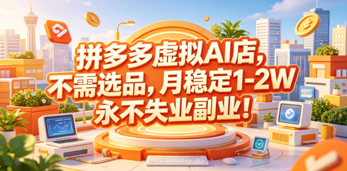 拼多多虚拟AI店,不需选品,月稳定1-2W,永不失业副业!【揭秘】-青禾学社