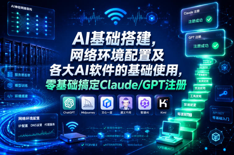 AI基础搭建,网络环境配置及各大AI软件的基础使用,零基础搞定Claude/GPT注册-青禾学社