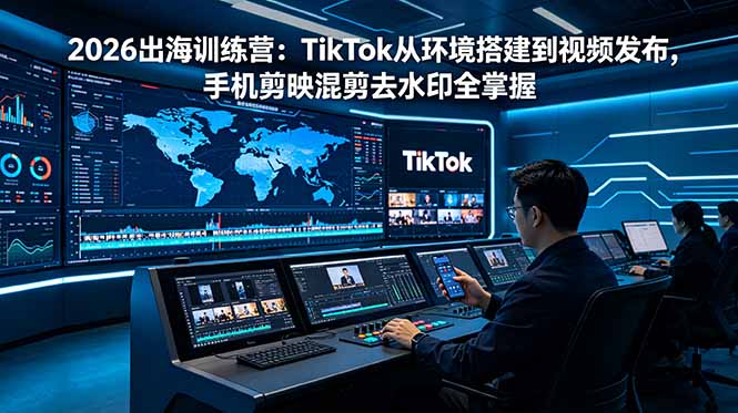 2026出海训练营：TikTok从环境搭建到视频发布，手机剪映混剪去水印全掌握-青禾学社