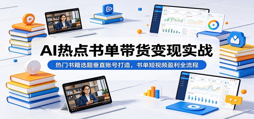 AI热点书单带货变现实战:热门书籍选题垂直账号打造,书单短视频盈利全流程-青禾学社