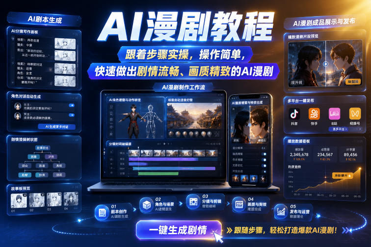 AI漫剧教程，跟着步骤实操，操作简单，快速做出剧情流畅、画质精致的AI漫剧-青禾学社