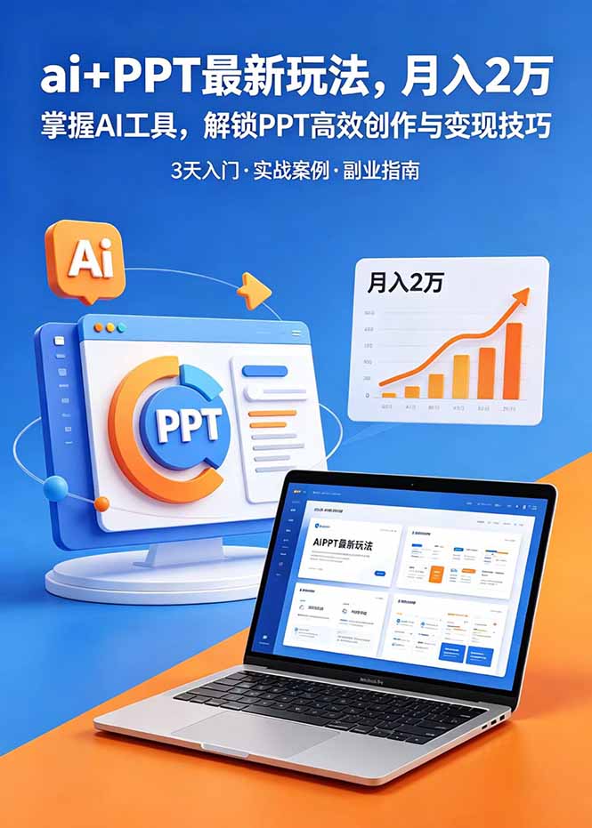 ai+PPT最新玩法,月入2万掌握AI工具,解锁PPT高效创作与变现技巧3天入门,实战案例·副业指南-青禾学社