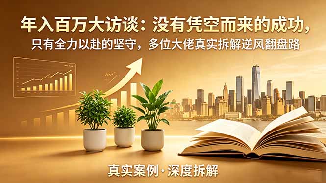 年入百万大访谈-更新：没有凭空而来的成功，只有全力以赴的坚守，多位大佬真实拆解逆风翻盘路-青禾学社