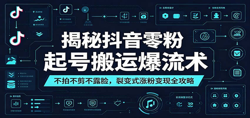揭秘抖音零粉起号搬运爆流术：不拍不剪不露脸，裂变式涨粉变现全攻略-青禾学社