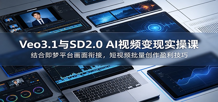 Veo3.1与SD2.0 AI视频变现实操课课：结合即梦平台画面衔接，短视频批量创作盈利技巧-青禾学社