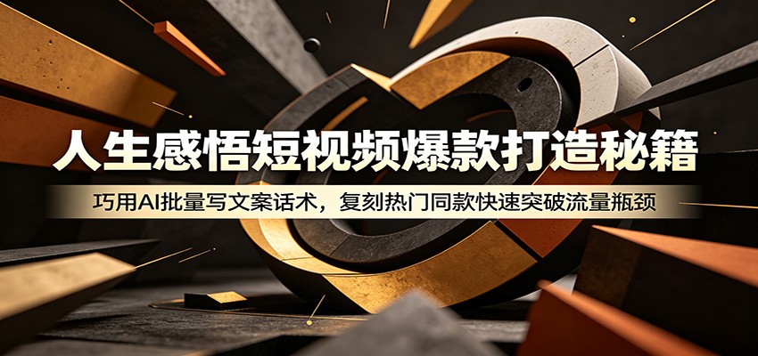 人生感悟短视频爆款打造秘籍：巧用A 批量写文案话术，复刻热门同款快速突破流量瓶颈-青禾学社