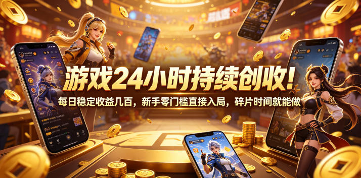 游戏24小时持续创收！每日稳定收益几百，新手零门槛直接入局，碎片时间就能做【揭秘】-青禾学社