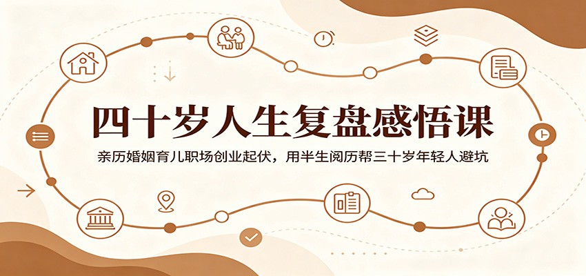 四十岁人生复盘感悟课：亲历婚姻育儿职场创业起伏，用半生阅历帮三十岁年轻人避坑-青禾学社