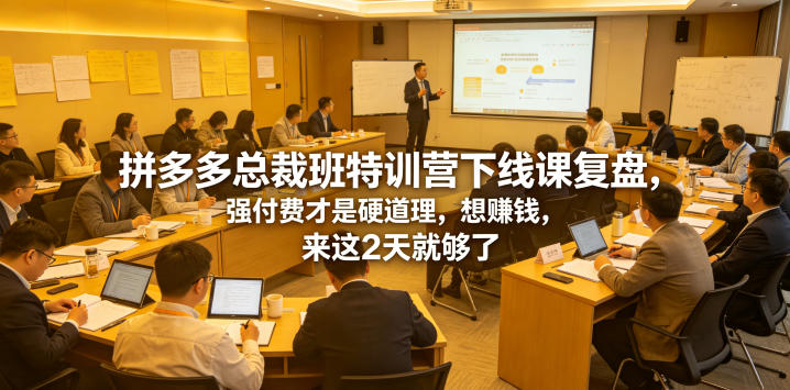 拼多多总裁班特训营下线课复盘，强付费才是硬道理，想賺钱，来这2天就够了-青禾学社