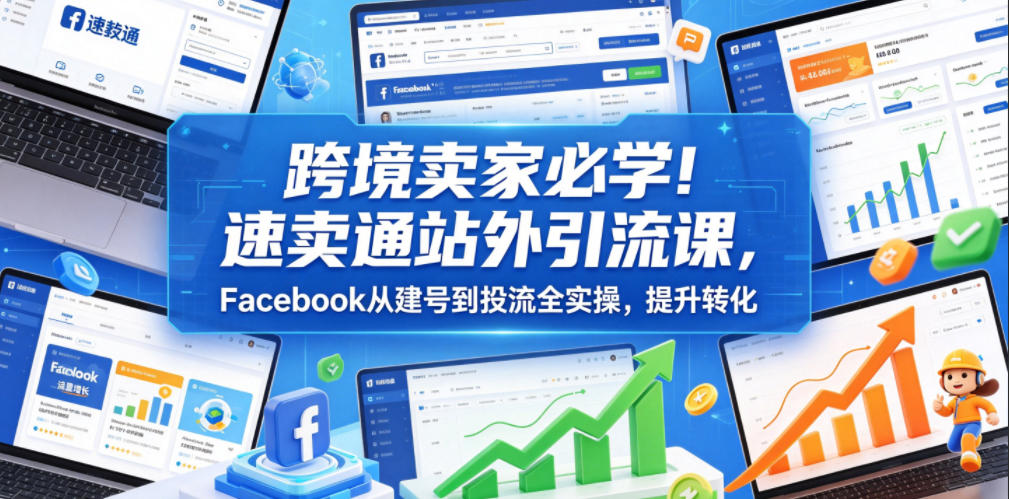 跨境卖家必学!速卖通站外引流课,Facebook从建号到投流全实操,提升转化-青禾学社