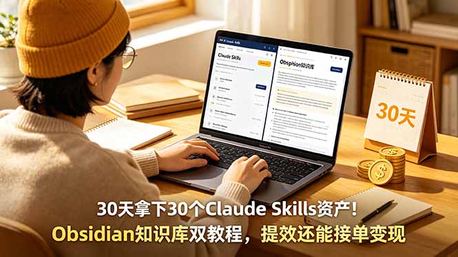 30天拿下30个Claude Skills资产！Obsidian知识库双教程，提效还能接单变现-青禾学社