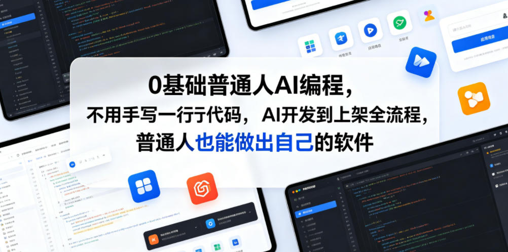 0基础普通人AI编程，不用手写一行代码，AI开发到上架全流程，普通人也能做出自己的软件-青禾学社