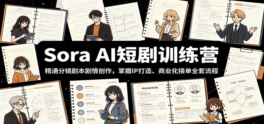 Sora AI短剧训练营：精通分镜剧本剧情创作，掌握IP打造、商业化接单全套流程-青禾学社
