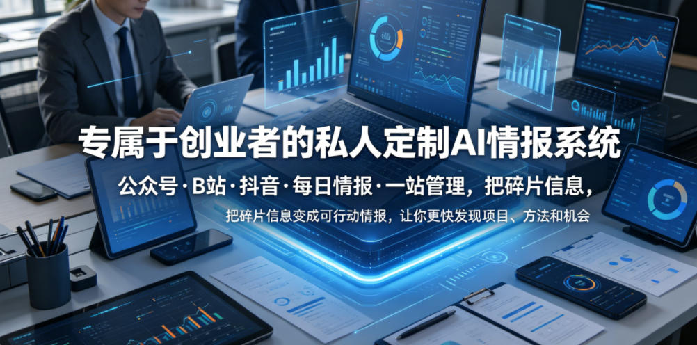专属于创业者的私人定制AI情报系统，公众号·B站·抖音·每日情报·一站管理，把碎片信息变成可行动情报，让你更快发现项目、方法和机会-青禾学社