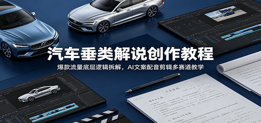 汽车垂类解说创作教程：爆款流量底层逻辑拆解，AI文案配音剪辑多赛道教学-青禾学社