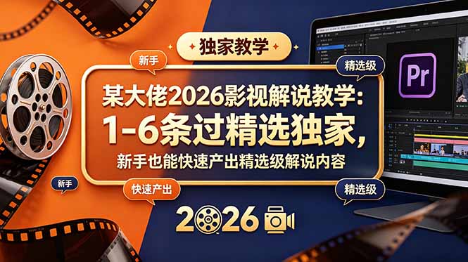 某大佬2026影视解说教学：1-6条过精选独家，新手也能快速产出精选级解说内容-青禾学社