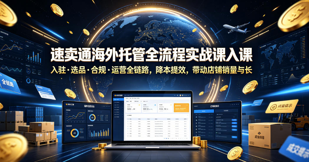 速卖通海外托管全流程实战课入驻・选品・合规・运营全链路，降本提效，带动店铺销量与收益增长-青禾学社