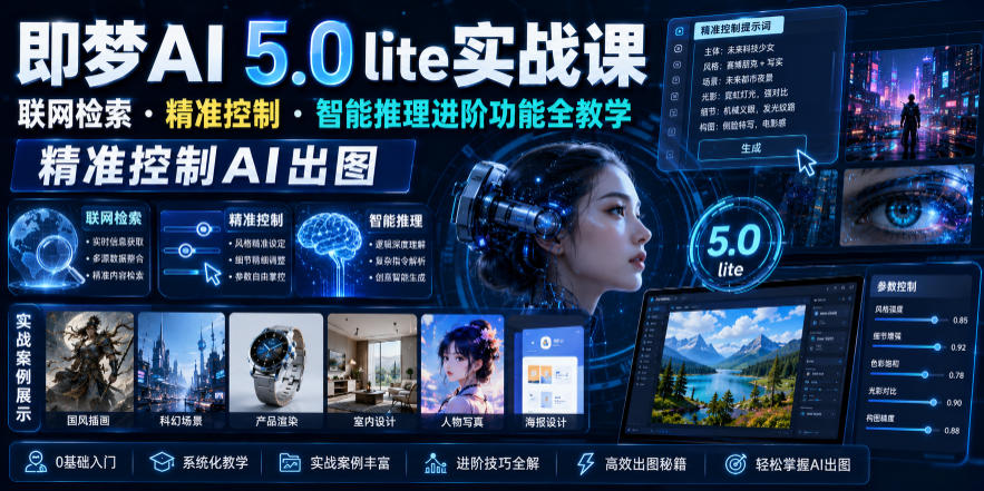 即梦AI 5.0 lite实战课，联网检索・精准控制・智能推理进阶功能全教学，精准控制AI出图-青禾学社