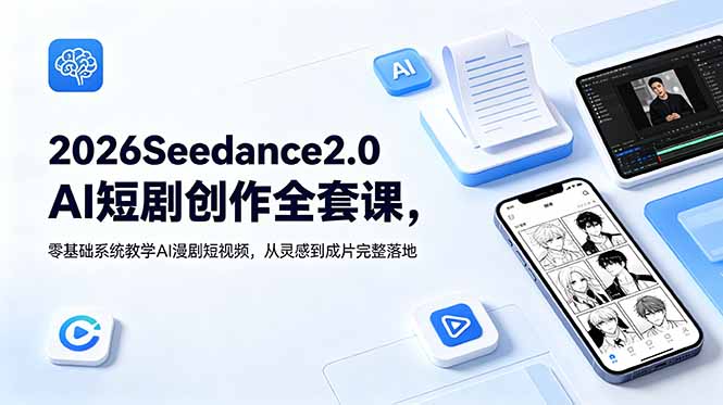 2026Seedance2.0AI短剧创作全套课，零基础系统教学AI漫剧短视频，从灵感到成片完整落地-青禾学社