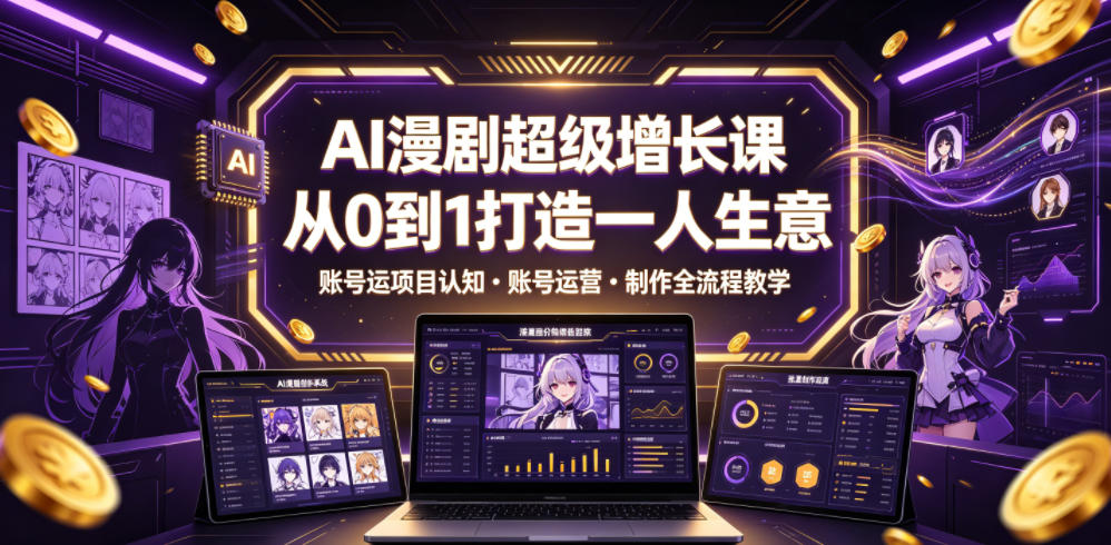 AI漫剧超级增长课，从0到1打造一人生意，项目认知・账号运营・制作全流程教学-青禾学社