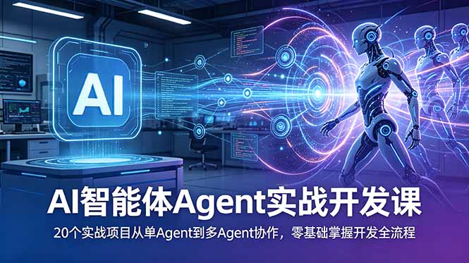 AI智能体Agent实战开发课：20个实战项目从单Agent到多Agent协作，零基础掌握开发全流程-青禾学社