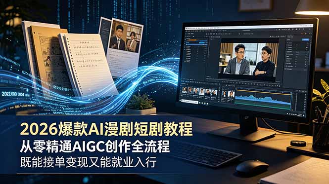 2026 爆款 AI 漫剧短剧教程 从零精通 AIGC 创作全流程 既能接单变现又能就业入行-青禾学社