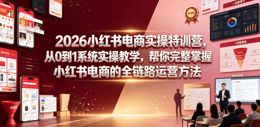 2026小红书电商实操特训营，从0到1系统实操教学，帮你完整掌握小红书电商的全链路运营方法-青禾学社