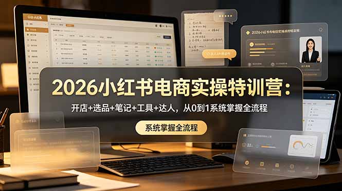 2026小红书电商实操特训营：开店+选品+笔记+工具+达人，从0到1系统掌握全流程-青禾学社