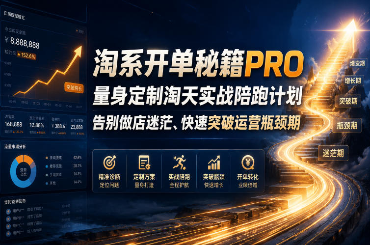 淘系开单秘籍PRO，量身定制淘天实战陪跑计划，告别做店迷茫、快速突破运营瓶颈期(2026年6月22日)-青禾学社