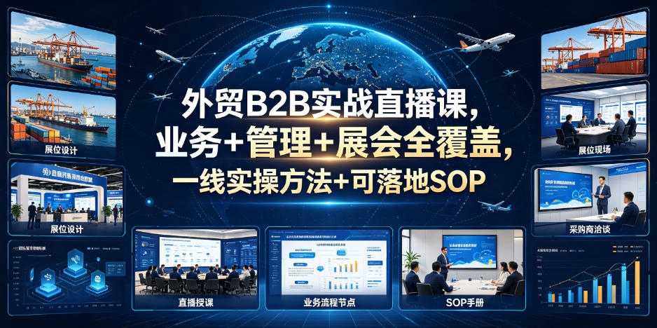 外贸B2B实战直播课，业务+管理+展会全覆盖，一线实操方法+可落地SOP-青禾学社