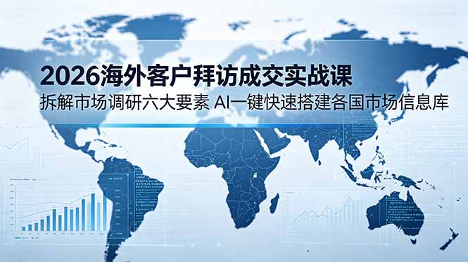 2026海外客户拜访成交实战课：拆解市场调研六大要素，AI一键快速搭建各国市场信息库-青禾学社