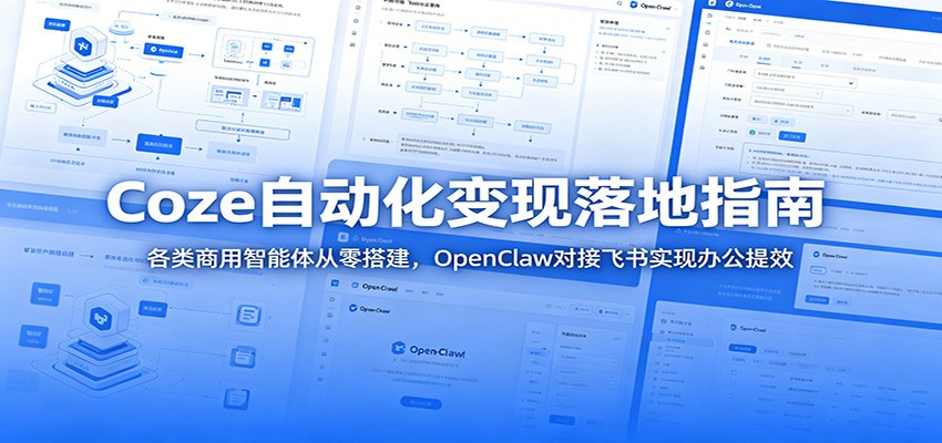 Coze自动化变现落地指南：各类商用智能体从零搭建，OpenClaw对接飞书实现办公提效-青禾学社