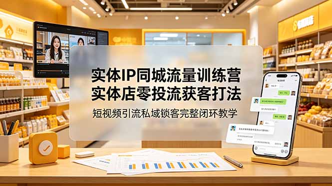 实体IP同城流量训练营：实体店零投流获客打法，短视频引流私域锁客完整闭环教学-青禾学社