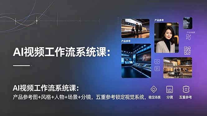 AI视频工作流系统课：产品参考图+风格+人物+场景+分镜，五重参考锁定视觉系统，稳定产出高质量视频-青禾学社