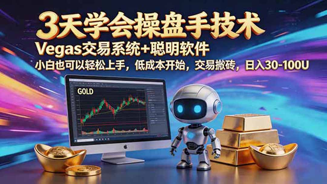 三天学会操盘手技术，vegas技术+聪明软件，小白也可以轻松上手，日入500+-青禾学社