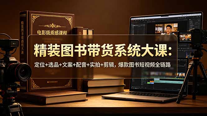 精装图书带货系统大课：定位+选品+文案+配音+实拍+剪辑，爆款图书短视频全链路-青禾学社