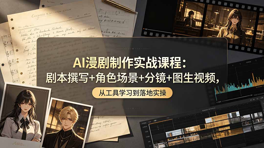 AI漫剧制作实战课程：剧本撰写+角色场景+分镜+图生视频，从工具学习到落地实操-青禾学社