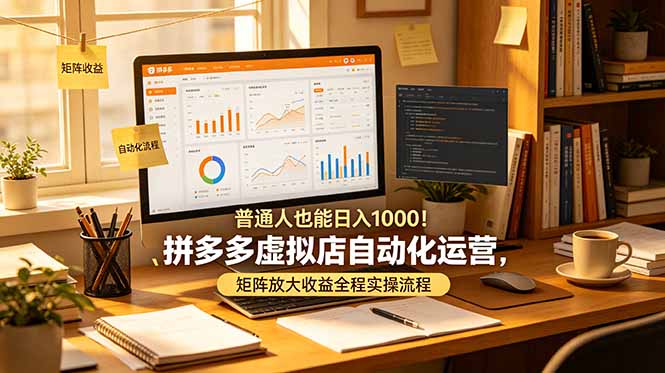 普通人也能日入 1000！拼多多虚拟店自动化运营，矩阵放大收益全程实操流程-青禾学社