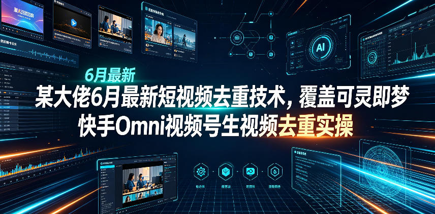 某大佬6月最新短视频去重技术，覆盖可灵即梦快手Omni视频号生视频去重实操-青禾学社
