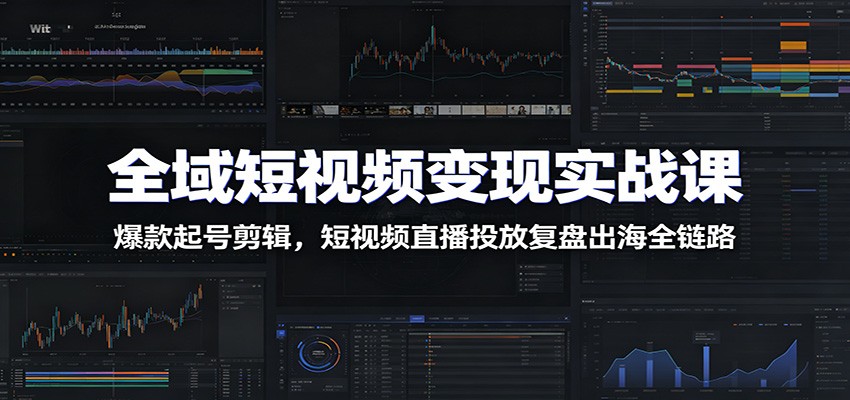 全域短视频变现实战课：爆款起号剪辑，短视频直播投放复盘出海全链路-青禾学社
