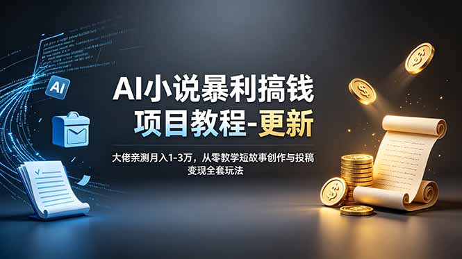 AI小说暴利搞钱项目教程-更新，大佬亲测月入1-3万，从零教学短故事创作与投稿变现全套玩法-青禾学社