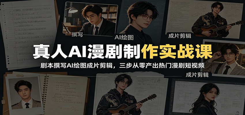 真人AI漫剧制作实战课：剧本撰写AI绘图成片剪辑，三步从零产出热门漫剧短视频-青禾学社