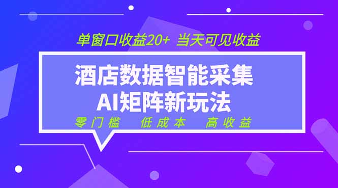 2026酒店数据采集ai智能矩阵新风口  低成本   高收益   当天见收益   单窗口20+-青禾学社