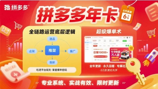 拼多多年卡，拼多多全链路运营底层逻辑，超级爆单术【更新26年6月】-青禾学社