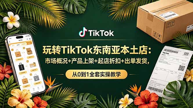 玩转TikTok东南亚本土店：市场概况+产品上架+起店折扣+出单发货，从0到1全套实操教学-青禾学社