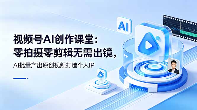 视频号AI创作课堂：零拍摄零剪辑无需出镜，AI批量产出原创视频打造个人IP-青禾学社