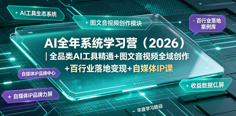 AI全年系统学习营(2026)｜全品类AI工具精通+图文音视频全域创作+百行业落地变现+自媒体IP打造年度进阶大课-青禾学社