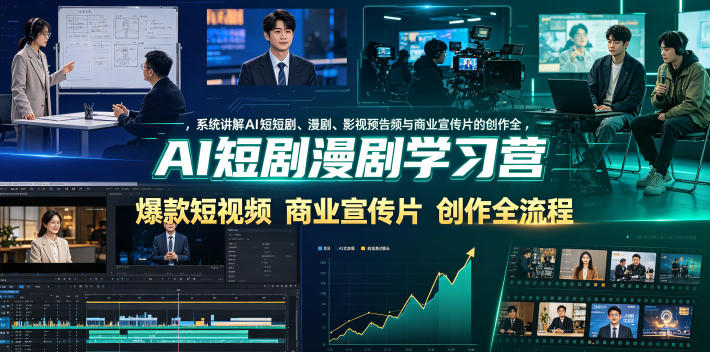 AI短剧漫剧学习营，系统讲解AI短剧、漫剧、影视预告片、爆款短视频与商业宣传片的创作全流程-青禾学社