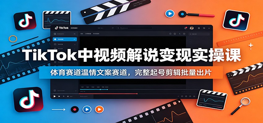 TikTok中视频解说变现实操课：体育赛道温情文案赛道，完整起号剪辑批量出片-青禾学社